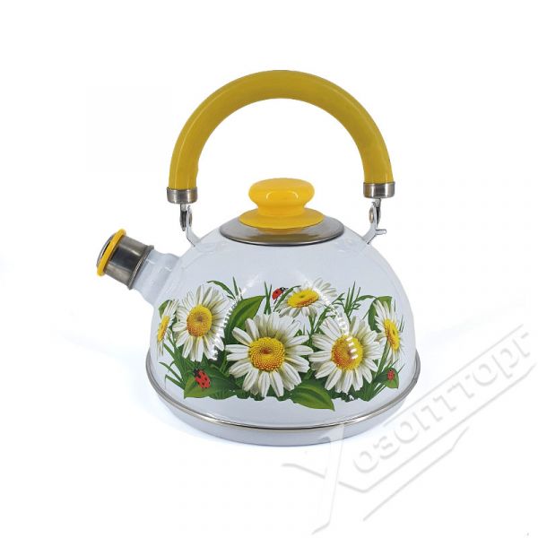 Kettle 2.5 l. (yellow chalk. hanging handle) white/ marianna (stainless steel decor) ???04/25/03/32/?16